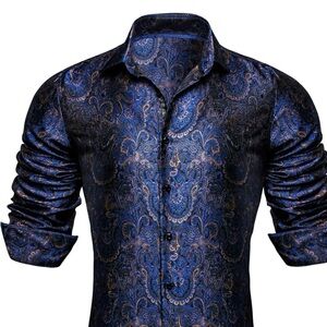 Men's Blue Paisley Shirt . Barry . Wang
